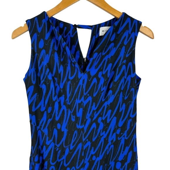 MILLY Graffiti Scribble Print Sheath Dress Black Blue Size 4 Cocktail Dress - Picture 2 of 15
